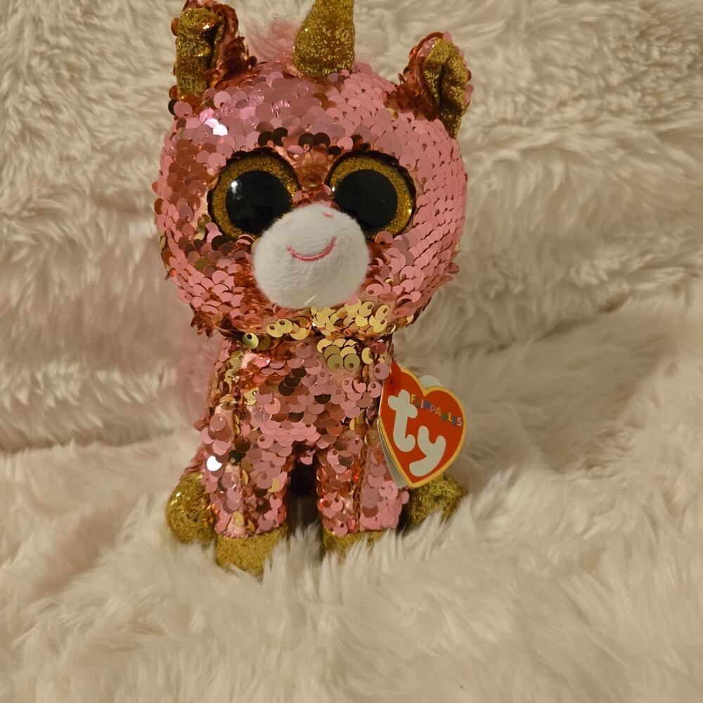 Ty Beanie Boos Flippables Sunset Unicorn Plush